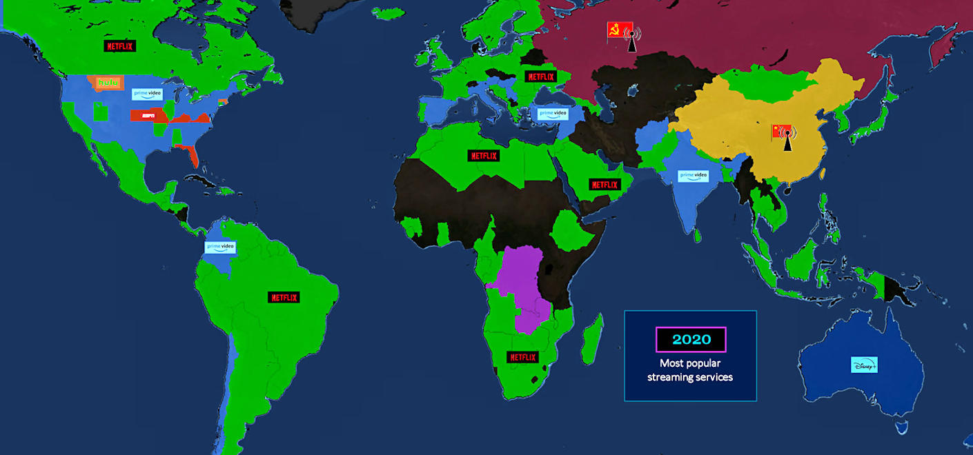 Streaming media market segments, 2020 map